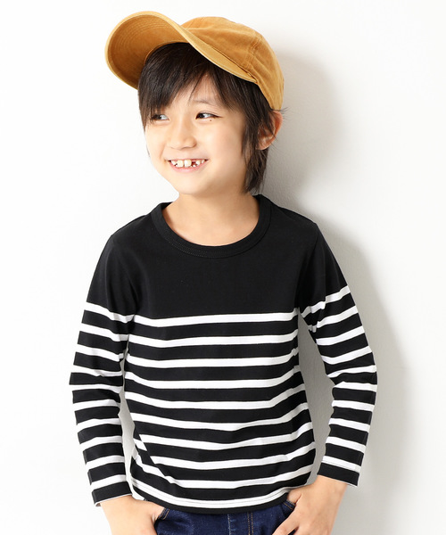 devirock(デビロック)の「パネルボーダークルーネック長袖Tシャツ(Tシャツ/カットソー・キッズ・ブルー系その他/ブルー系その他2/ブラック系その他/ホワイト系その他2/ホワイト系その他・100cm/110cm/120cm/130cm/140cm/150cm/160cm)」の4枚目の写真