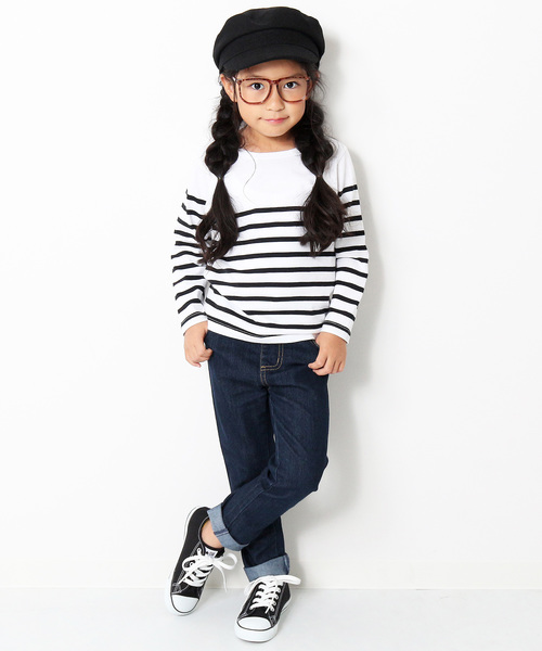 devirock(デビロック)の「パネルボーダークルーネック長袖Tシャツ(Tシャツ/カットソー・キッズ・ブルー系その他/ブルー系その他2/ブラック系その他/ホワイト系その他2/ホワイト系その他・100cm/110cm/120cm/130cm/140cm/150cm/160cm)」の7枚目の写真