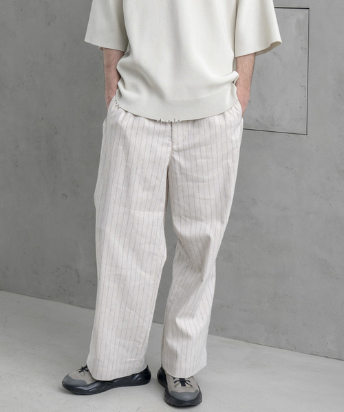 MAISON SPECIAL（メゾンスペシャル）の「リネンドライツイルストライプパジャマパンツ 【MAISON SPECIAL/メゾンスペシャル】（その他パンツ・メンズ・ホワイト/ネイビー・44/46/48）」の8枚目の写真
