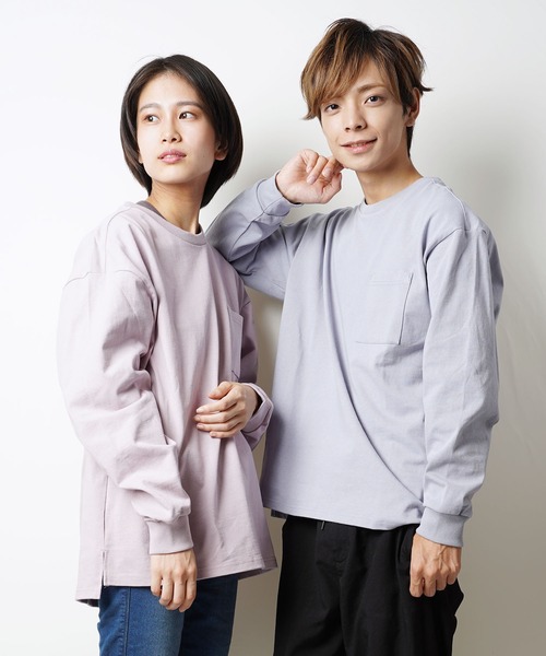 おしゃれスタ（オシャレスタ）の「ビッグシルエットクルーネックTシャツ(IR) オーバーサイズ メンズ レディース（Tシャツ/カットソー・メンズ・ホワイト/ベージュ/ブラック/パープル/パープル系その他/サックスブルー/サンドベージュ/グリーン/チャコールグレー・M/L/XL）」の9枚目の写真