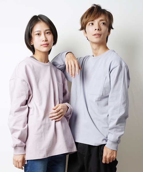 おしゃれスタ（オシャレスタ）の「ビッグシルエットクルーネックTシャツ(IR) オーバーサイズ メンズ レディース（Tシャツ/カットソー・メンズ・ホワイト/ベージュ/ブラック/パープル/パープル系その他/サックスブルー/サンドベージュ/グリーン/チャコールグレー・M/L/XL）」の8枚目の写真