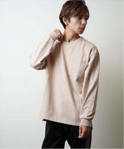 おしゃれスタ（オシャレスタ）の「ビッグシルエットクルーネックTシャツ(IR) オーバーサイズ メンズ レディース（Tシャツ/カットソー・メンズ・ホワイト/ベージュ/ブラック/パープル/パープル系その他/サックスブルー/サンドベージュ/グリーン/チャコールグレー・M/L/XL）」の6枚目の写真