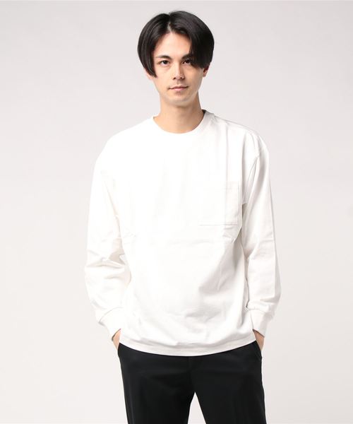 おしゃれスタ（オシャレスタ）の「ビッグシルエットクルーネックTシャツ(IR) オーバーサイズ メンズ レディース（Tシャツ/カットソー・メンズ・ホワイト/ベージュ/ブラック/パープル/パープル系その他/サックスブルー/サンドベージュ/グリーン/チャコールグレー・M/L/XL）」の12枚目の写真