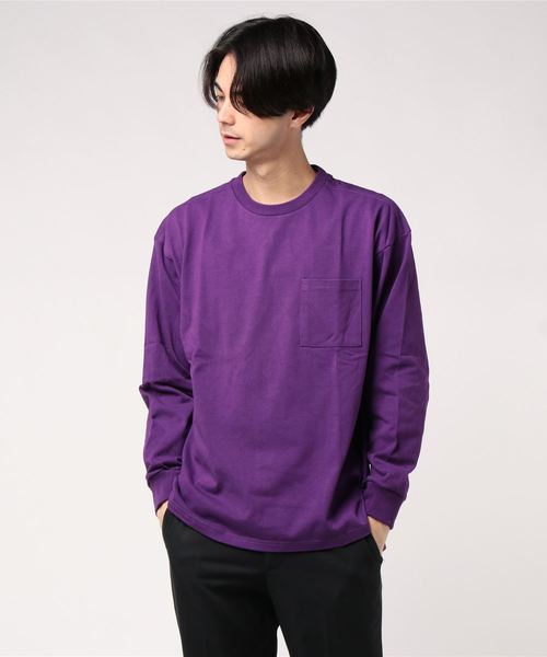 おしゃれスタ（オシャレスタ）の「ビッグシルエットクルーネックTシャツ(IR) オーバーサイズ メンズ レディース（Tシャツ/カットソー・メンズ・ホワイト/ベージュ/ブラック/パープル/パープル系その他/サックスブルー/サンドベージュ/グリーン/チャコールグレー・M/L/XL）」の21枚目の写真