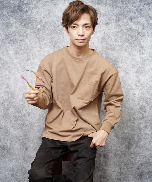 おしゃれスタ（オシャレスタ）の「ビッグシルエットクルーネックTシャツ(IR) オーバーサイズ メンズ レディース（Tシャツ/カットソー・メンズ・ホワイト/ベージュ/ブラック/パープル/パープル系その他/サックスブルー/サンドベージュ/グリーン/チャコールグレー・M/L/XL）」の19枚目の写真