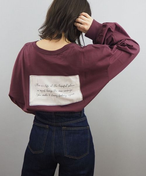 tiptop(ティップトップ)の「【ZOZO限定アイテム】後ろボックスロゴビッグロンT(Tシャツ/カットソー)」|エンジ
