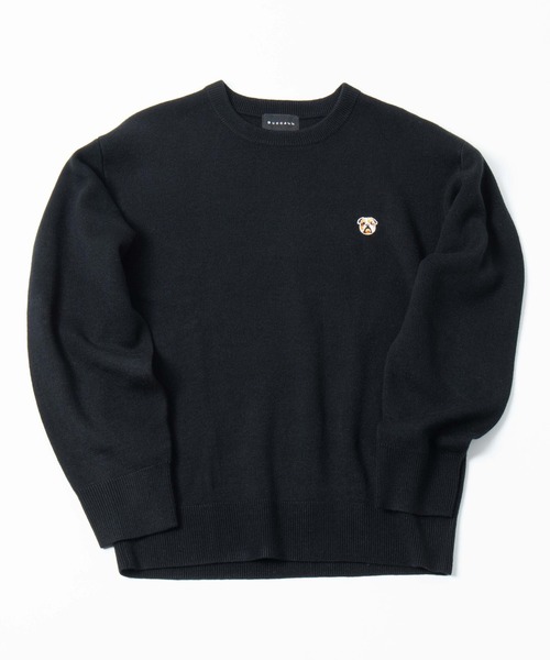 BUCCA 44(ブッカフォーティーフォー)の「【BUCCA 44】ブルドッグ刺繍クルーネックニット(ニット/セーター・メンズ・ブラック/グレー・X-LARGE/XX-LARGE/XXX-LARGE/MEDIUM/LARGE)」の1枚目の写真