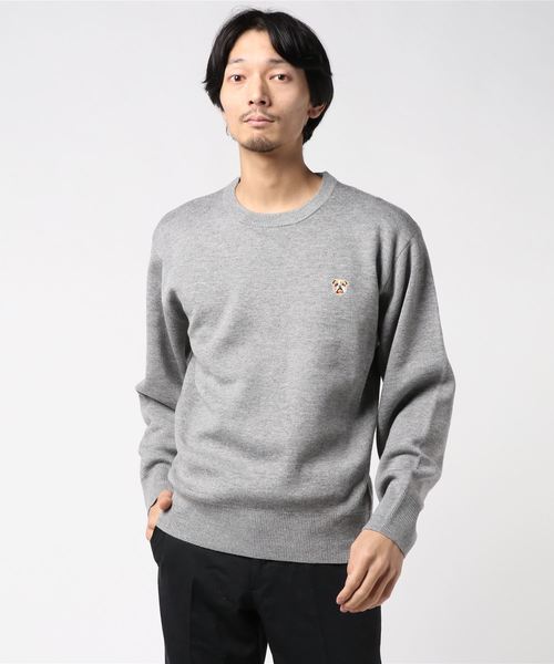 BUCCA 44(ブッカフォーティーフォー)の「【BUCCA 44】ブルドッグ刺繍クルーネックニット(ニット/セーター・メンズ・ブラック/グレー・X-LARGE/XX-LARGE/XXX-LARGE/MEDIUM/LARGE)」の3枚目の写真