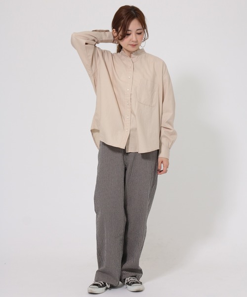 AMERICAN HOLIC（アメリカンホリック）の「スタンドカラーBIGシャツ【WEB限定】＊（シャツ/ブラウス・レディース・オフホワイト/ホワイト系その他7/ベージュ/ネイビー/サックスブルー/ブルー系その他7/ピンク/マルチ・M/L）」の10枚目の写真