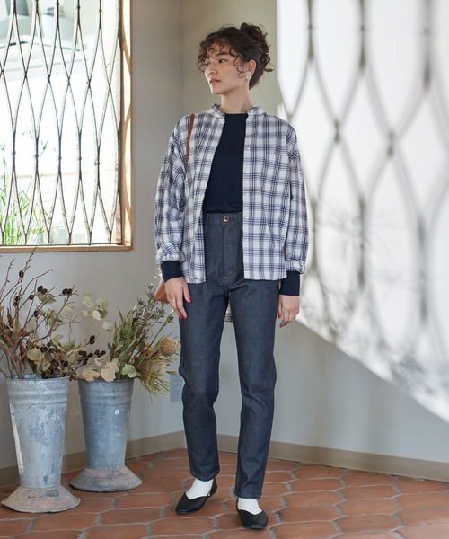 AMERICAN HOLIC（アメリカンホリック）の「スタンドカラーBIGシャツ【WEB限定】＊（シャツ/ブラウス・レディース・オフホワイト/ホワイト系その他7/ベージュ/ネイビー/サックスブルー/ブルー系その他7/ピンク/マルチ・M/L）」の19枚目の写真