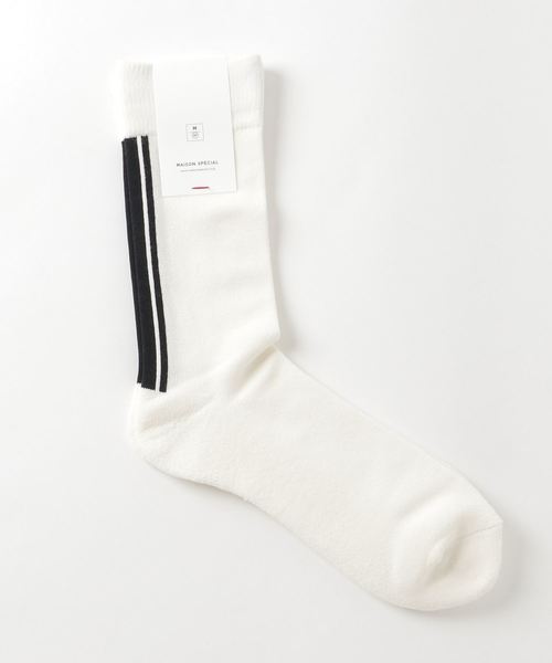 MAISON SPECIAL（メゾンスペシャル）の「バックラインパイルソックス 【MAISON SPECIAL/メゾンスペシャル】（ソックス/靴下・メンズ・ホワイト/ブラック/グレー・FREE）」の2枚目の写真