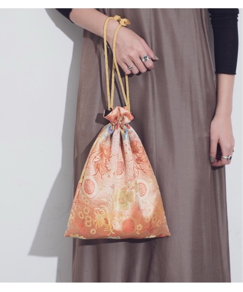 Aunt Marie's（アントマリーズ）の「ジャガード巾着チャイナバッグ/ AUNT MARIE'S（ハンドバッグ・レディース・ベージュ/パープル/ネイビー/ブラウン/レッド/カーキ/ピンク/イエロー/オレンジ/ブルー/グリーン・FREE）」の10枚目の写真