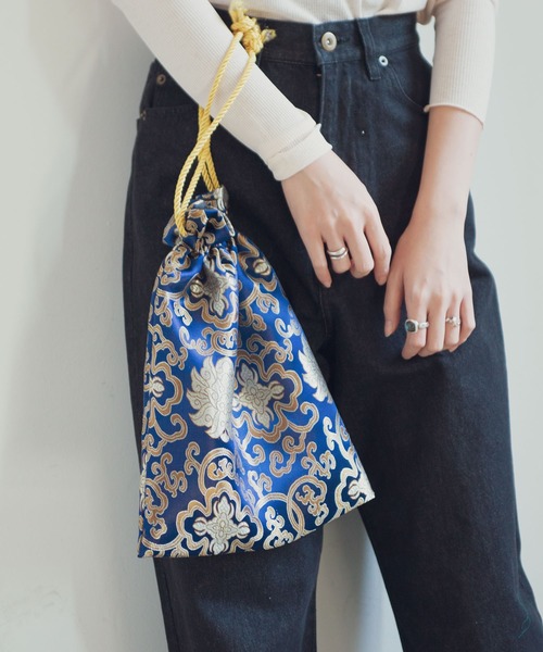 Aunt Marie's（アントマリーズ）の「ジャガード巾着チャイナバッグ/ AUNT MARIE'S（ハンドバッグ・レディース・ベージュ/パープル/ネイビー/ブラウン/レッド/カーキ/ピンク/イエロー/オレンジ/ブルー/グリーン・FREE）」の22枚目の写真