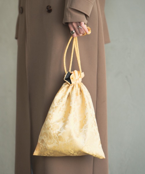 Aunt Marie's（アントマリーズ）の「ジャガード巾着チャイナバッグ/ AUNT MARIE'S（ハンドバッグ・レディース・ベージュ/パープル/ネイビー/ブラウン/レッド/カーキ/ピンク/イエロー/オレンジ/ブルー/グリーン・FREE）」の19枚目の写真