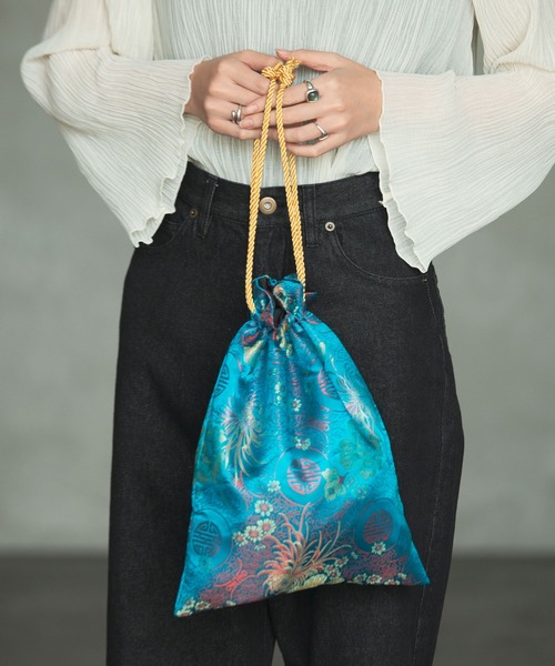 Aunt Marie's（アントマリーズ）の「ジャガード巾着チャイナバッグ/ AUNT MARIE'S（ハンドバッグ・レディース・ベージュ/パープル/ネイビー/ブラウン/レッド/カーキ/ピンク/イエロー/オレンジ/ブルー/グリーン・FREE）」の17枚目の写真