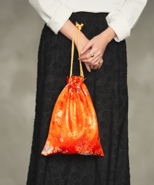 Aunt Marie's（アントマリーズ）の「ジャガード巾着チャイナバッグ/ AUNT MARIE'S（ハンドバッグ・レディース・ベージュ/パープル/ネイビー/ブラウン/レッド/カーキ/ピンク/イエロー/オレンジ/ブルー/グリーン・FREE）」の20枚目の写真