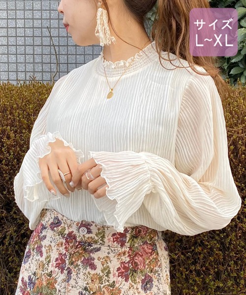 apres jour（アプレジュール）の「【大きいサイズ】プリーツシフォンハイネックブラウス【ZOZOTOWN限定アイテム】（シャツ/ブラウス・レディース・オフホワイト/アイボリー/ブラック・X-LARGE）」の16枚目の写真