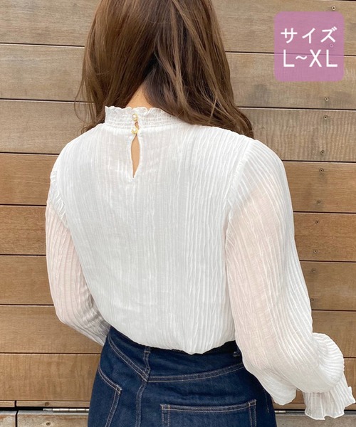 apres jour（アプレジュール）の「【大きいサイズ】プリーツシフォンハイネックブラウス【ZOZOTOWN限定アイテム】（シャツ/ブラウス・レディース・オフホワイト/アイボリー/ブラック・X-LARGE）」の5枚目の写真