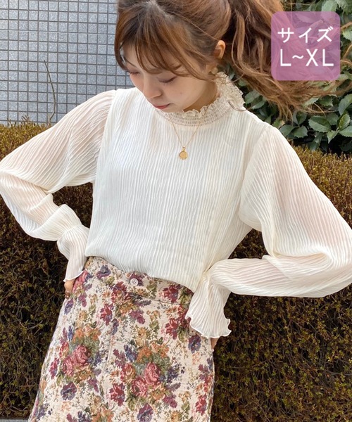apres jour（アプレジュール）の「【大きいサイズ】プリーツシフォンハイネックブラウス【ZOZOTOWN限定アイテム】（シャツ/ブラウス・レディース・オフホワイト/アイボリー/ブラック・X-LARGE）」の17枚目の写真