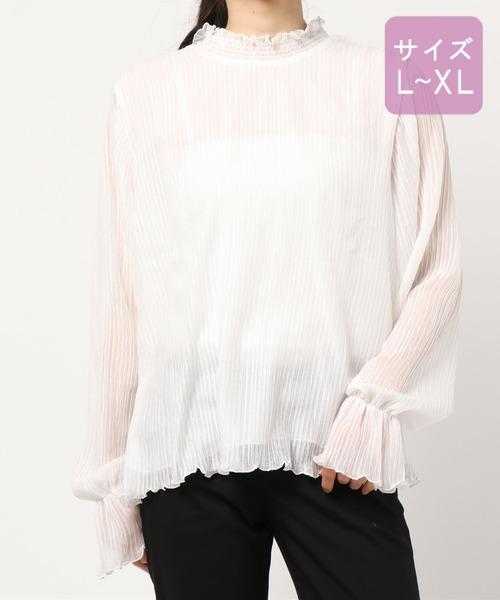 apres jour（アプレジュール）の「【大きいサイズ】プリーツシフォンハイネックブラウス【ZOZOTOWN限定アイテム】（シャツ/ブラウス・レディース・オフホワイト/アイボリー/ブラック・X-LARGE）」の12枚目の写真