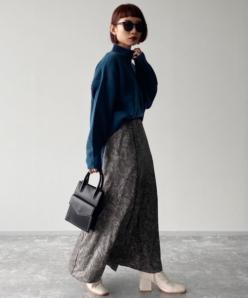 新品❣️エレッセ  ボア　フリース スカート バックサテンジョーゼット アシンメトリーフレアスカート