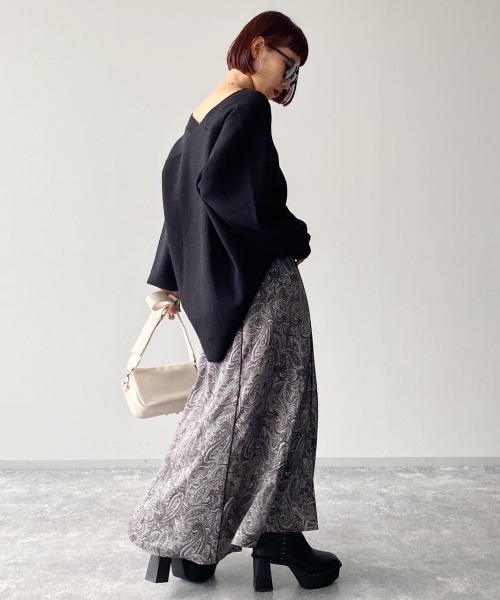 PAGEBOY（ページボーイ）の「ジャガードペイズリーセミフレアスカート（スカート・レディース・ブラック/ライラック・FREE）」の10枚目の写真