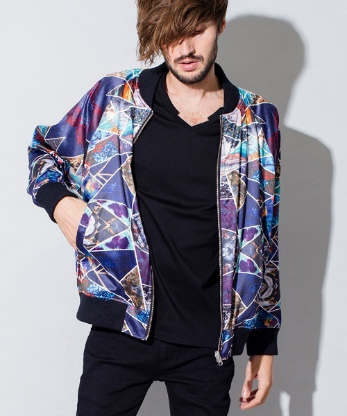 NO ID.(ノーアイディ)の「mj7722-リバーシブルステンドグラスBLZ ブルゾン(ブルゾン・メンズ・ブラック/カラフル・ONE SIZE)」の11枚目の写真