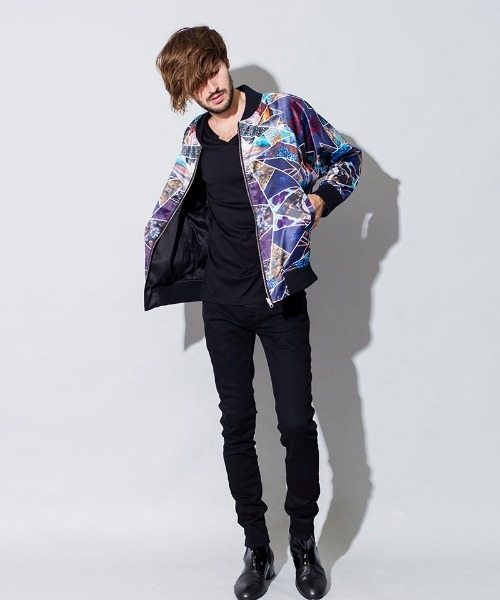 NO ID.(ノーアイディ)の「mj7722-リバーシブルステンドグラスBLZ ブルゾン(ブルゾン・メンズ・ブラック/カラフル・ONE SIZE)」の13枚目の写真