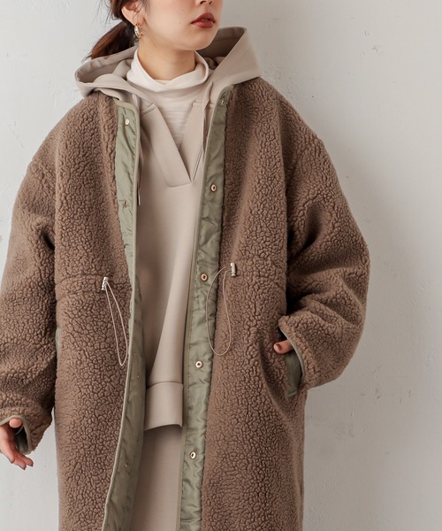 natural couture（ナチュラルクチュール）の「ダンボールニットコクーンパーカー（パーカー・レディース・ブラック/ベージュ/カーキ/ブルー/グレイッシュベージュ・FREE）」の19枚目の写真