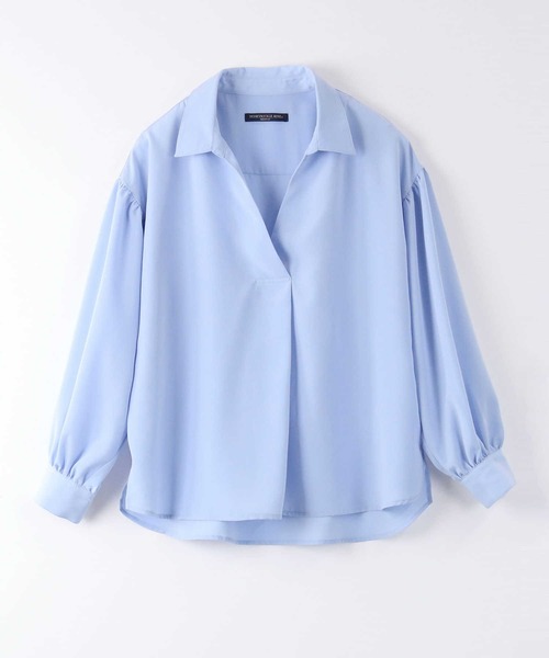 HONEYSUCKLE ROSE（ハニーサックルローズ）の「【HONEYSUCKLE ROSE】スキッパー長袖シャツ（シャツ/ブラウス・レディース・ホワイト/ネイビー/ブルー・M/L）」の12枚目の写真