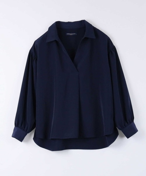 HONEYSUCKLE ROSE（ハニーサックルローズ）の「【HONEYSUCKLE ROSE】スキッパー長袖シャツ（シャツ/ブラウス・レディース・ホワイト/ネイビー/ブルー・M/L）」の11枚目の写真