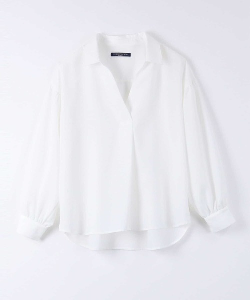 HONEYSUCKLE ROSE（ハニーサックルローズ）の「【HONEYSUCKLE ROSE】スキッパー長袖シャツ（シャツ/ブラウス・レディース・ホワイト/ネイビー/ブルー・M/L）」の10枚目の写真