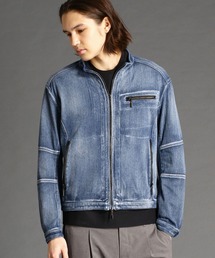 MONSIEUR NICOLE | デニムジャージライダースブルゾン(ライダースジャケット)