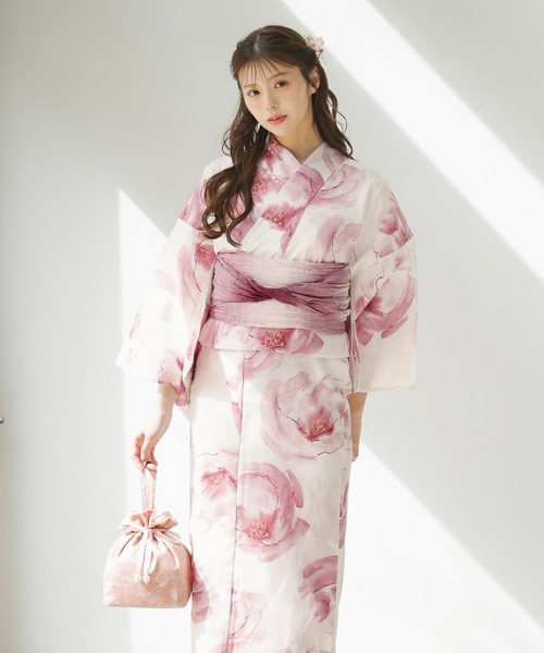 新品♡Ditaディータ♡はんなりオトナ浴衣５点セット♡繚乱桜花♡ピンク 1人で着られる浴衣5点セット 和歌山染工日本染め（ゆかた・しわへこ帯