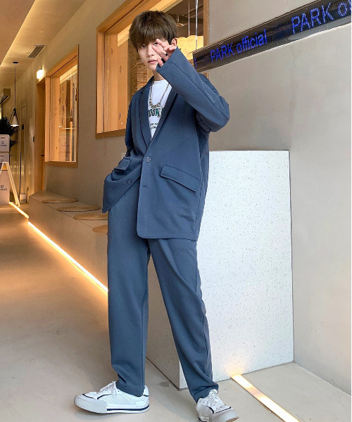 neos（ネオス）の「【neos -addictive design-】ルーズシルエット ポンチ スウェット セットアップ（セットアップ・メンズ・アッシュ/ブルーグレー/グレー/ネイビー/ベージュ/ブラウン/チャコールグレー/ブラック・LARGE/X-LARGE/MEDIUM）」の4枚目の写真