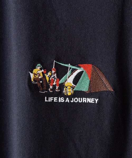 OUTDOOR PRODUCTS（アウトドアプロダクツ）の「【OUTDOOR PRODUCTS】ドライ機能付き（速乾機能）ＣＡＭＰモチーフワンポイント刺繍ビッグシルエットＴシャツ（Tシャツ/カットソー・メンズ・ホワイト/チャコールグレー/ブラック/ベージュ/オフホワイト/アイボリー/ピンク/ライトピンク/ブルー系その他・MEDIUM/LARGE/X-LARGE）」の14枚目の写真