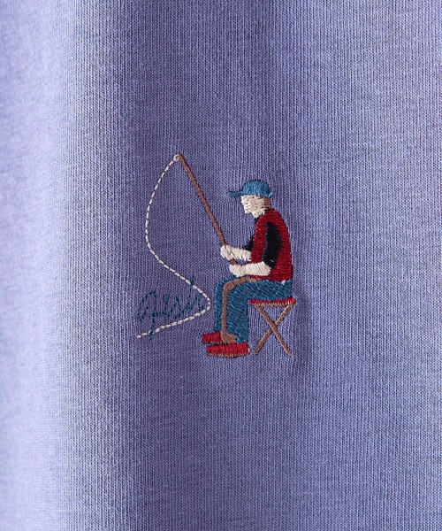 OUTDOOR PRODUCTS（アウトドアプロダクツ）の「【OUTDOOR PRODUCTS】ドライ機能付き（速乾機能）ＣＡＭＰモチーフワンポイント刺繍ビッグシルエットＴシャツ（Tシャツ/カットソー・メンズ・ホワイト/チャコールグレー/ブラック/ベージュ/オフホワイト/アイボリー/ピンク/ライトピンク/ブルー系その他・MEDIUM/LARGE/X-LARGE）」の22枚目の写真