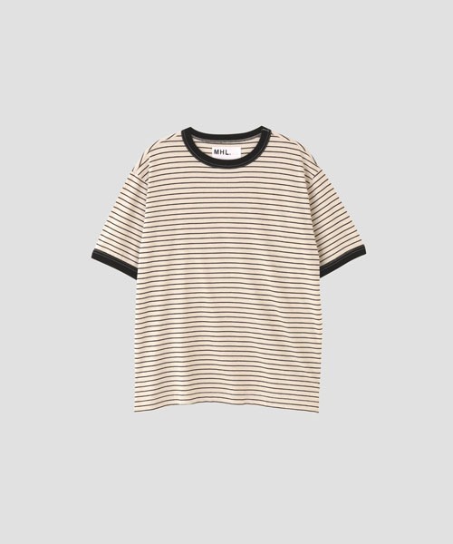 MHL.（エムエイチエル）の「COTTON LINEN STRIPE JERSEY（Tシャツ/カットソー・メンズ・ベージュ/カーキ・LARGE/MEDIUM）」の2枚目の写真