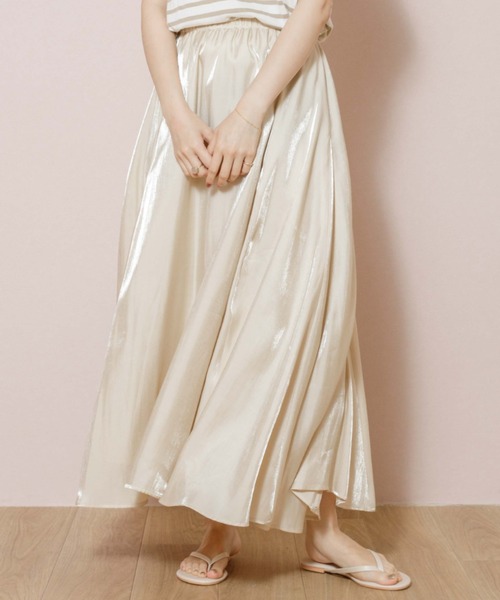 flower（フラワー）の「グロッシャーフレアスカート（スカート・レディース・アイボリー/カーキ・FREE）」の2枚目の写真