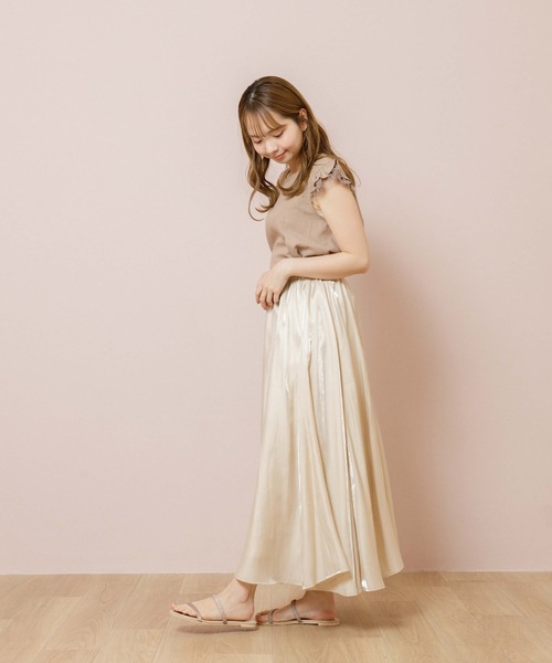 flower（フラワー）の「グロッシャーフレアスカート（スカート・レディース・アイボリー/カーキ・FREE）」の12枚目の写真