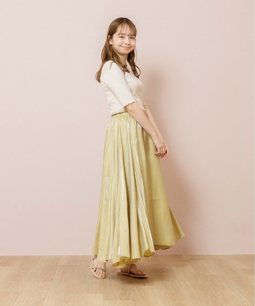 flower（フラワー）の「グロッシャーフレアスカート（スカート・レディース・アイボリー/カーキ・FREE）」の15枚目の写真