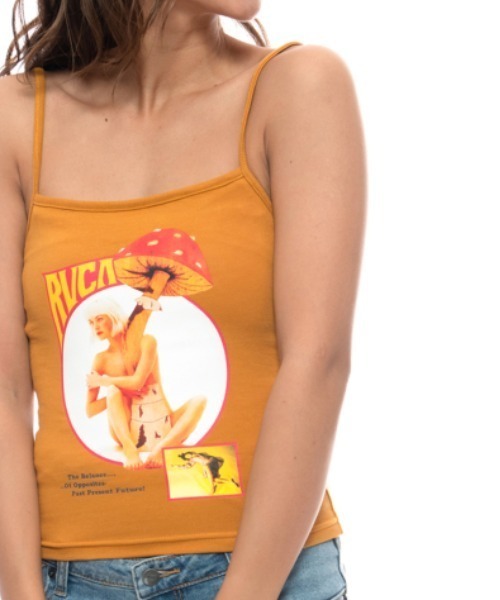 RVCA（ルーカ）の「RVCA レディース 【DANA TRIPPE COLLECTION】 PULP FUSION TANK タンクトップ【2021年夏モデル】/ルーカタンクトップ（タンクトップ・レディース・ホワイト/マスタード・SMALL/X-SMALL）」の2枚目の写真