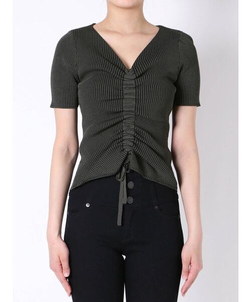 EMODA（エモダ）の「ドローストリングリブニット（ニット/セーター・レディース・ブラック/ブラウン/アイボリー/ミント・FREE）」の9枚目の写真