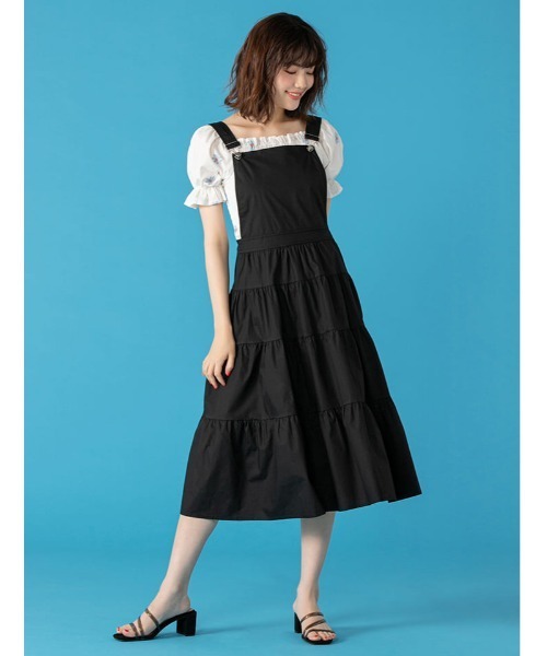 fifth calin（フィフスカラン）の「ティアードスカートサロペット（ワンピース・レディース・ホワイト/ブラック・MEDIUM）」の2枚目の写真