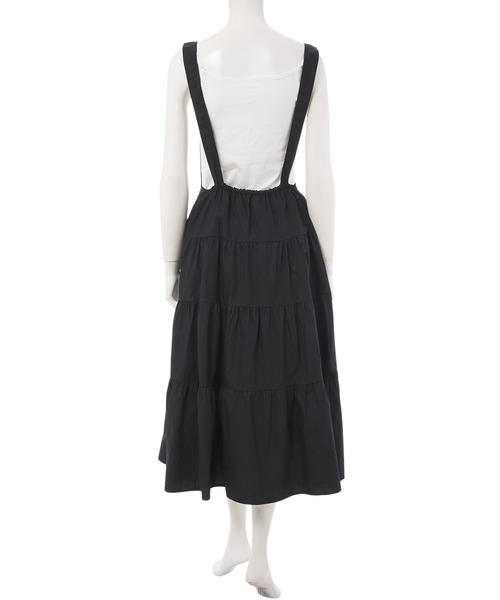 fifth calin（フィフスカラン）の「ティアードスカートサロペット（ワンピース・レディース・ホワイト/ブラック・MEDIUM）」の6枚目の写真