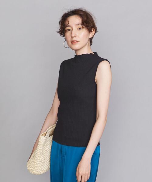 BEAUTY&YOUTH UNITED ARROWS（ビューティーアンドユースユナイテッドアローズ）の「BY ランダムリブボトルネックノースリーブカットソー（Tシャツ/カットソー・レディース・ライム/オフホワイト/ブラック・FREE）」の3枚目の写真