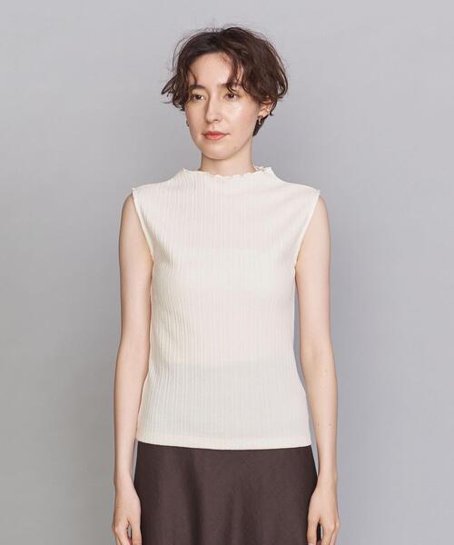 BEAUTY&YOUTH UNITED ARROWS（ビューティーアンドユースユナイテッドアローズ）の「BY ランダムリブボトルネックノースリーブカットソー（Tシャツ/カットソー・レディース・ライム/オフホワイト/ブラック・FREE）」の4枚目の写真