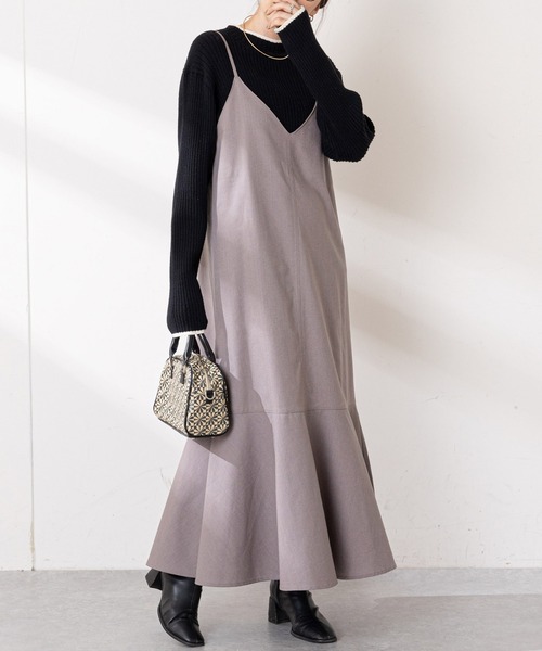 DISCOAT（ディスコート）の「【WEB限定】洗濯可能！マーメードキャミワンピース（ワンピース・レディース・ブラック/オリーブ/ライトベージュ/ネイビー/ブルー/チャコールグレー/グレー・FREE）」の4枚目の写真