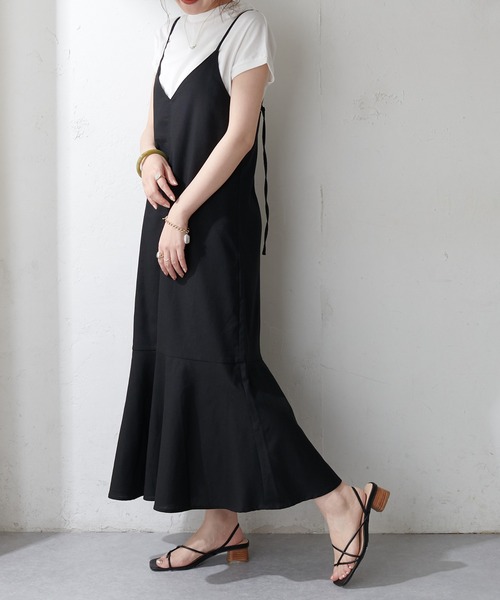 DISCOAT（ディスコート）の「【WEB限定】洗濯可能！マーメードキャミワンピース（ワンピース・レディース・ブラック/オリーブ/ライトベージュ/ネイビー/ブルー/チャコールグレー/グレー・FREE）」の18枚目の写真