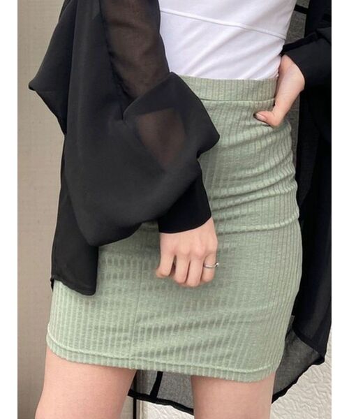 EMODA（エモダ）の「フィットカットリブスカート（スカート・レディース・ブラック/グレー/アイボリー/ミント・SMALL/MEDIUM）」の6枚目の写真